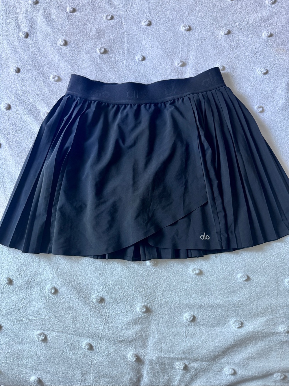 ALO Yoga Navy Wrap Pleated Skater Skirt